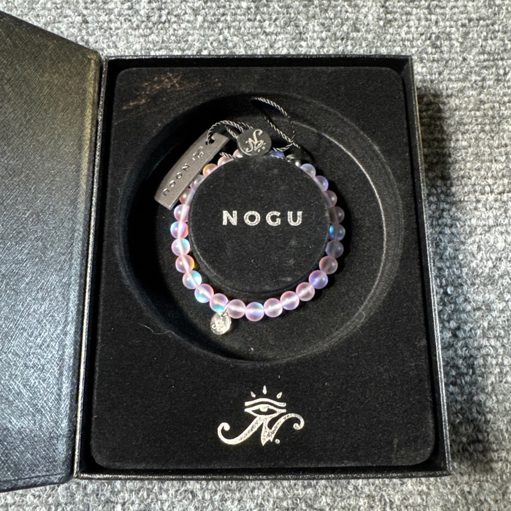 NOGU Pink Fireball Mermaid Glass Bead Bracelet 925 Sterling Silver 6mm NEW